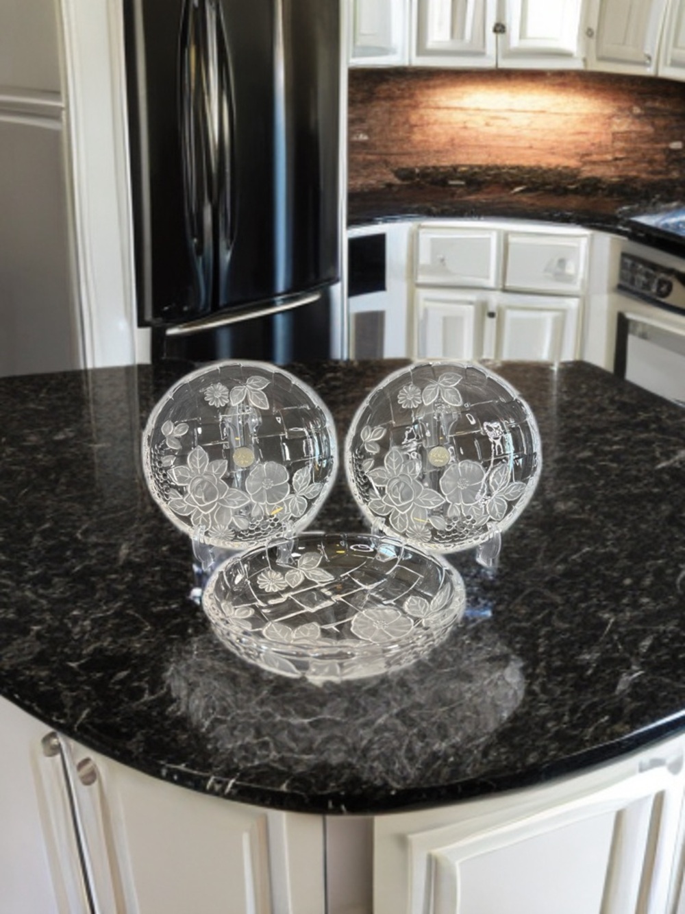 Vintage Soga Glass Napoli series dessert plates set of 3